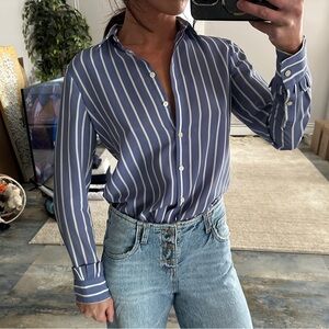 Banana Republic Blue and White Stripe Button Down
